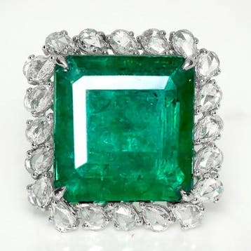 Zonder minimumprijs - Ring - 14 karaat Witgoud, IGI 13.07 ct, Nieuw