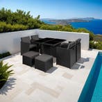 Wicker zitgroep Manhattan 4+4+1 met aluminium frame en besch, Verzenden, Nieuw