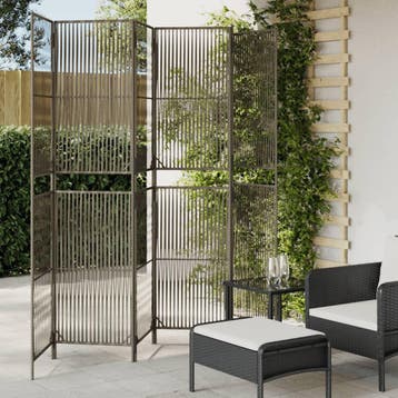 vidaXL Kamerscherm 6 panelen poly rattan grijs, Huis en Inrichting, Verzenden, Nieuw