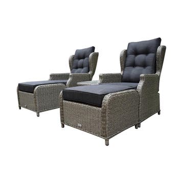 Toscane XL lounge balkonset verstelbaar 5-delig grijs, Tuin en Terras, Ophalen of Verzenden, Nieuw, Wicker