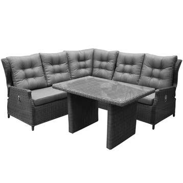 Ibiza premium dining loungeset 4-delig antraciet vlechtwerk, Tuin en Terras, Tuinsets en Loungesets, Ophalen of Verzenden, Nieuw