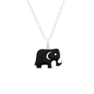 Fako Bijoux - Ketting - Olifantje Zwart - Zilverkleurig, Verzenden, Nieuw