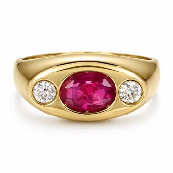 Ring - 18 karaat Geel goud - 1.70ct. tw. Robijn - Diamant -, Nieuw