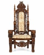 Fauteuil - Hout - Troon koninklijke wapenschilden 177 cm