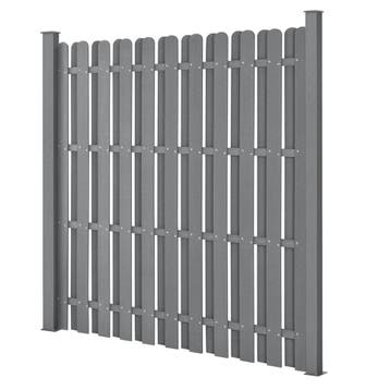 WPC Schuttingpaneel 11 planken met palen 185x747 cm grijs, Verzenden, Nieuw
