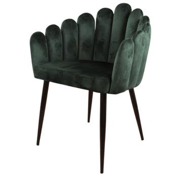 DS4U - Flower eetkamerstoel - Set van 4 - Groen - Velvet, Huis en Inrichting, Ophalen of Verzenden, Nieuw