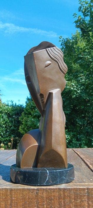 naar h laurens - sculptuur, art young face brons - 37 cm -, Antiek en Kunst