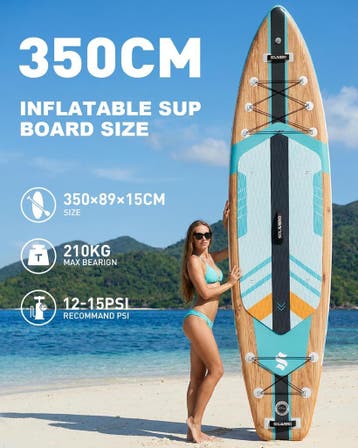 SOLAVERO Opblaasbaar Stand-Up Paddleboard, 350 x 89 x 15 cm,, Verzenden, Zo goed als nieuw