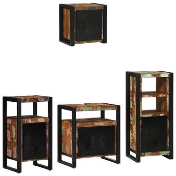 vidaXL Badkamermeubelset 4 st Multikleur en Zwart 55 x 35 x, Verzenden, Nieuw, Overige typen