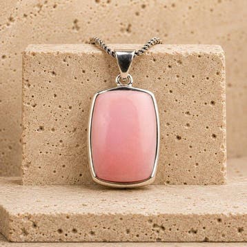 Sterlingzilver hanger met natuurlijke Peruaanse roze opaal –