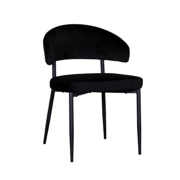 Stoel Bliss | Zwart | Fluweel | Zwart Metalen Frame | 2, Verzenden, Nieuw in verpakking