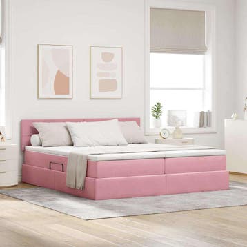 vidaXL Opslag bed met hoofdeinde 2 st Roze, Verzenden, Nieuw, Stof