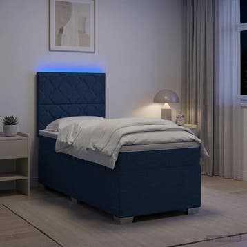 vidaXL Boxspringbed met matras met hoofdeinde Blauw 100 x, Verzenden, Nieuw, Eenpersoons, Blauw