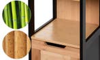 Hoge Badkamerkast met Planken en Laden Bamboe – 30x30x144cm, (Half)hoge kast, Minder dan 50 cm, Verzenden, 100 tot 150 cm
