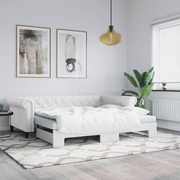 vidaXL Slaapbank onderschuifbed en matrassen 90x200 cm, Huis en Inrichting, Slaapkamer | Bedden, Overige materialen, 90 cm, Eenpersoons