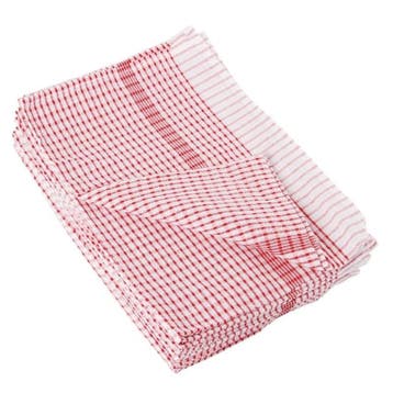 Theedoek wonderdry polyester/katoen rood | 10 stuks |, Verzenden, Nieuw in verpakking