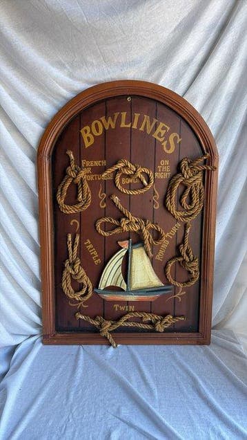 Maritiem knopenbord – Bowlines zeilknopen – houten, Antiek en Kunst