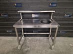 Werktafel | prullenbak gat | RVS | 120cm | horeca, Gebruikt, RVS Meubilair