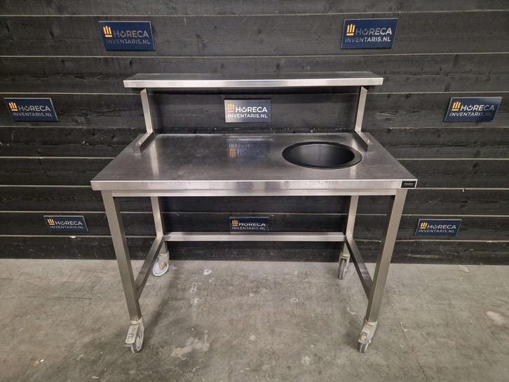 Werktafel | prullenbak gat | RVS | 120cm | horeca, Zakelijke goederen, Horeca | Keukenapparatuur, Gebruikt, RVS Meubilair