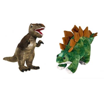 Setje van 2 knuffel dinosaurussen - T-Rex en Stegosaurus, Verzenden, Nieuw