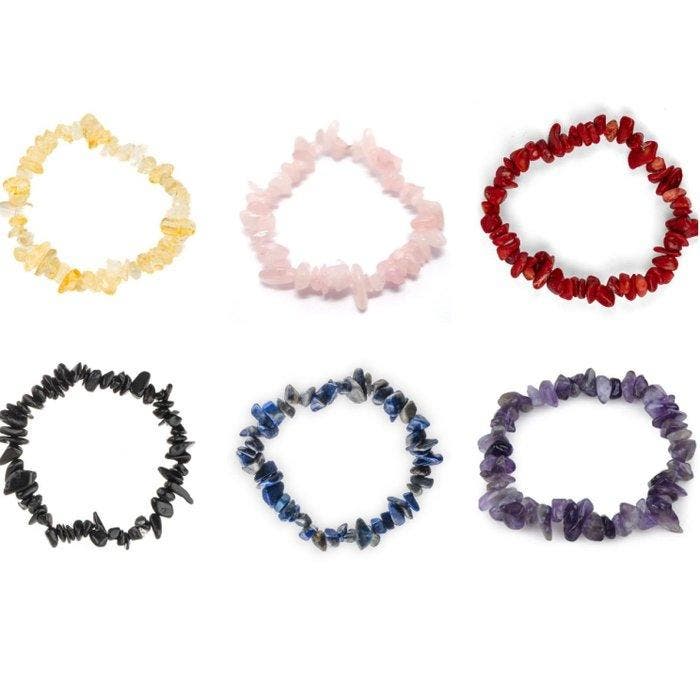 Handmade - Gemengde edelstenen - Elastic - Armband -, Verzamelen, Mineralen en Fossielen