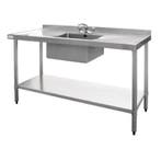 Inox Spoelwerktafel | Spoelbak Midden | 150x60x90 cm Vogue, Verzenden, Nieuw in verpakking