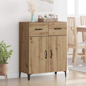 vidaXL Dressoir Artisan Eiken 69,5 x 34 x 90 cm Bewerkt hout, Verzenden, Nieuw, Overige houtsoorten, Minder dan 50 cm