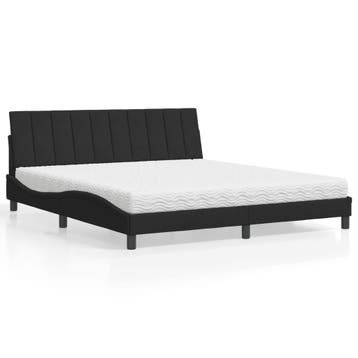 vidaXL Bed met matras Hanko fluweel zwart 180x200 cm, Eenpersoons, Verzenden, Zwart, Nieuw