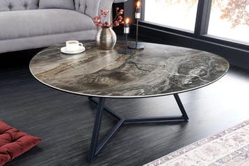 Moderne salontafel MARVELOUS 90cm taupe marmeren keramiek, Ophalen of Verzenden, Nieuw
