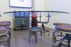 Tafel - Kristal - Vergadertafel met 8 stoelen, industrieel,