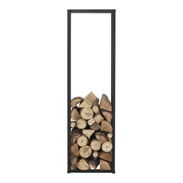 [en.casa] Brandhout rek Tibro houtopslag 35x35x120 cm zwart, Tuin en Terras, Haardhout, Verzenden