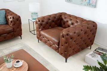 Design Chesterfield Fauteuil MODERN BAROK 120cm antiek bruin, Huis en Inrichting, Fauteuils, Ophalen of Verzenden, Nieuw