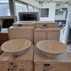 2x Waskom Best Design, Taps, glans wit, Nieuw