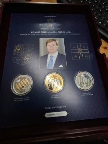 Nederland. Penning Koning Willem Alexander 50 jaar in luxe