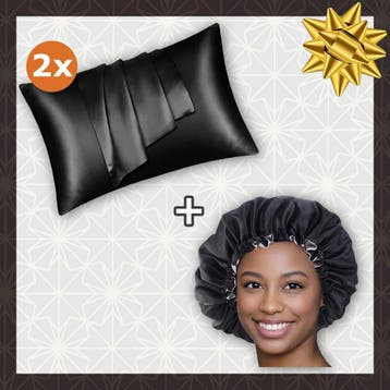 SATIN SET - Bescherm je haar & huid - Zwart Satijnen Slaapmu, Ophalen of Verzenden, Nieuw
