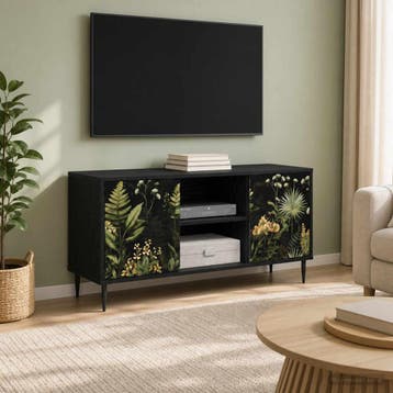 vidaXL Tv-meubel RHENEN 102 x 33 x 51 cm Zwart eiken Bewerkt, Minder dan 50 cm, Verzenden, Nieuw, Minder dan 100 cm