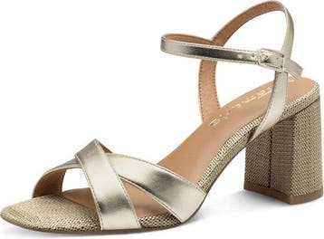 Tamaris Sandalen met hak goud Textiel - Dames - Maat 38, Kleding | Dames, Schoenen, Verzenden, Nieuw