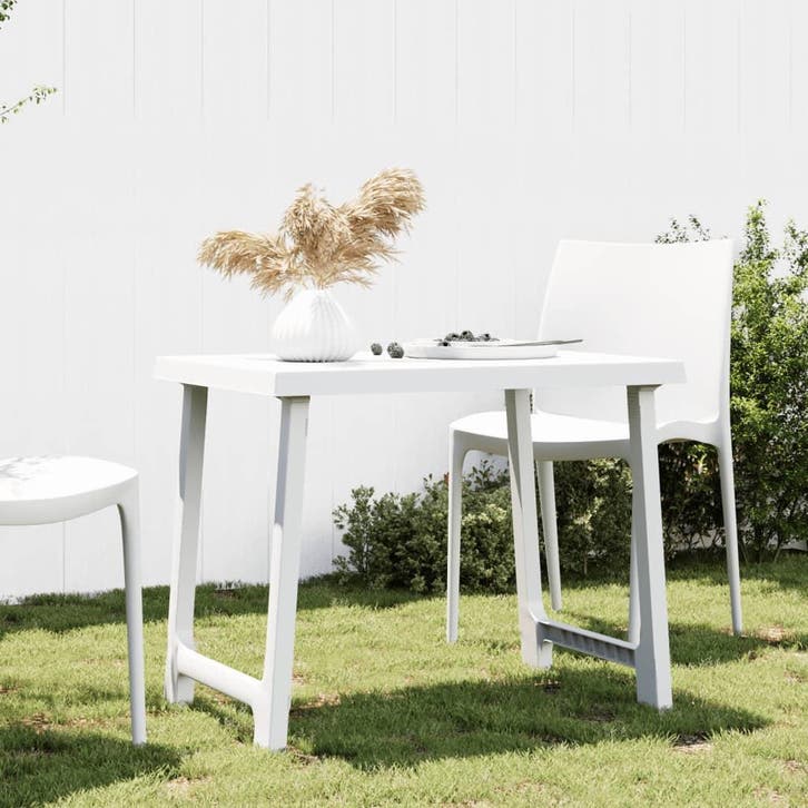 vidaXL Campingtafel hout-look 79x56x64 cm PP wit, Tuin en Terras, Tuintafels, Nieuw, Kunststof, Verzenden