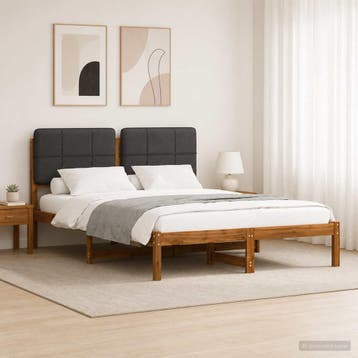 vidaXL Bedframe met gestoffeerd hoofdbord Naturel en, Huis en Inrichting, Verzenden, Nieuw, Hout