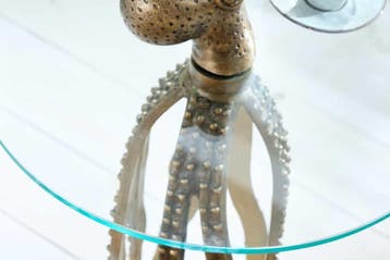 Ronde bijzettafel WILDLIFE OCTOPUS 70cm messing goud metalen, Ophalen of Verzenden, Nieuw