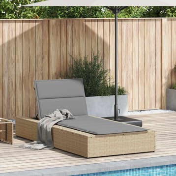vidaXL Ligbed met zwevend kussen poly rattan beige, Verzenden, Nieuw