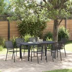 vidaXL Tuin eettafelset 7 pcs Antraciet Poedercoating staal, Verzenden, Nieuw, 7 zitplaatsen