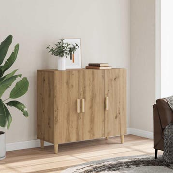 vidaXL Dressoir 90x34x80 cm bewerkt hout artisanaal, Huis en Inrichting, Kasten | Dressoirs, Minder dan 50 cm, Verzenden, 75 cm of meer
