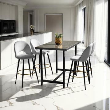 Barkruk Sachel met rugleuning, fluweellook - lichtgrijs / zw, Huis en Inrichting, Barkrukken, Verzenden, Nieuw
