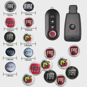 Fiat & Abarth Auto Sleutel Stickers - Emblemen voor Fiat 500, Nieuw