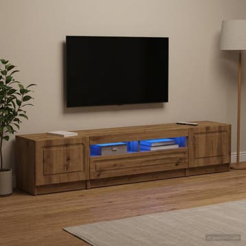 vidaXL LED tv-meubel UTRECHT 3 st Artisanaal eiken Bewerkt, Minder dan 50 cm, Verzenden, Nieuw, Minder dan 100 cm