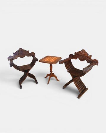Schaaktafel - Hout - met het Savonarola-paar
