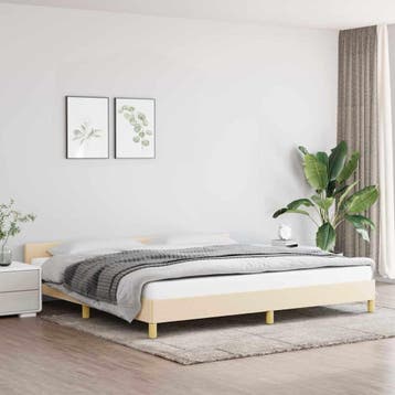 vidaXL Bedframe zonder matras stof crèmekleurig 200x200 cm, Verzenden, Overige maten, Stof, Nieuw