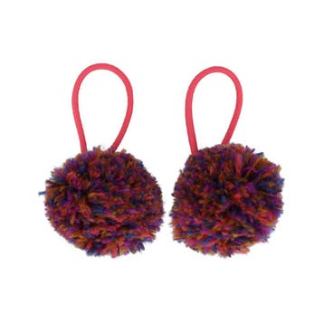 Haarelastieken – Pompom 4cm – Multicolor Roze – Set van 2, Nieuw