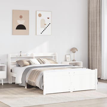 vidaXL Bedframe met hoofdeinde zonder matras 160x200 cm wit, Verzenden, Wit, 200 cm, 160 cm